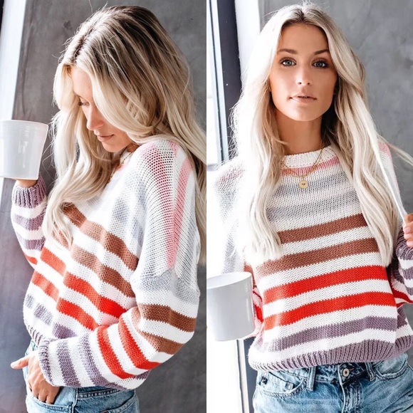 Paris&Pearle Sweaters - Zaylee Striped Oversized Sweater